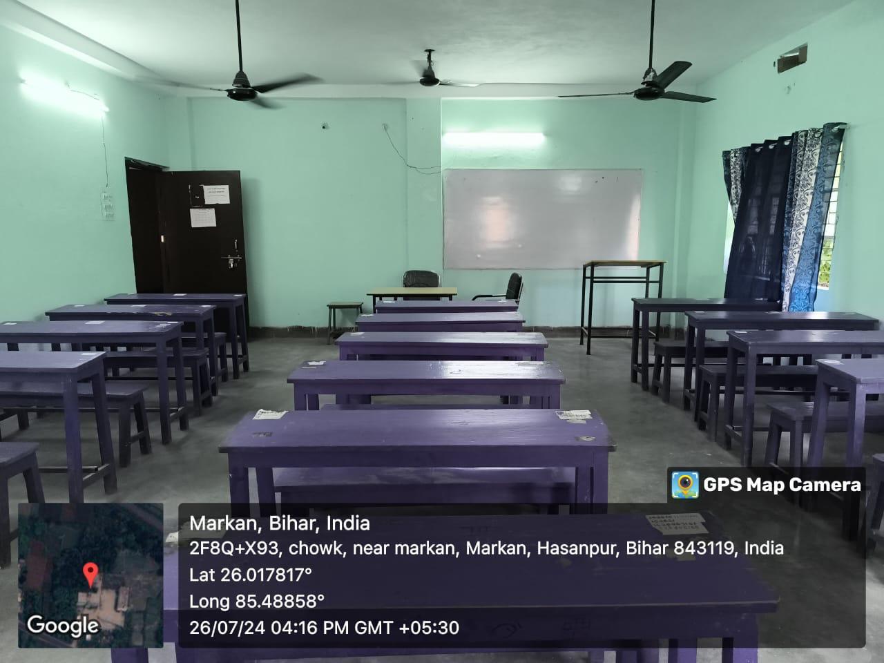 Classroom with windows and desks